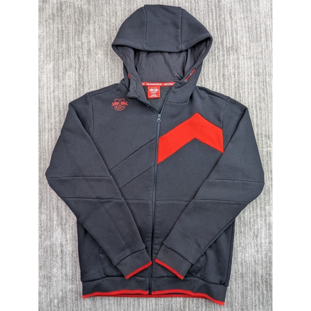 Red Bull RB Leipzig Football Club Full Zip Hoodie Large Black Soccer Futbol